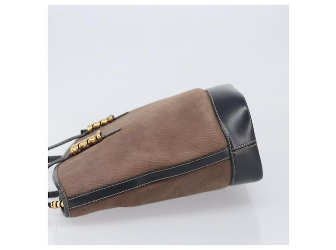 Bolso Tote LOEWE Velazquez de cuero marrón y dorado auténtico 196877 Castaño - vista 4
