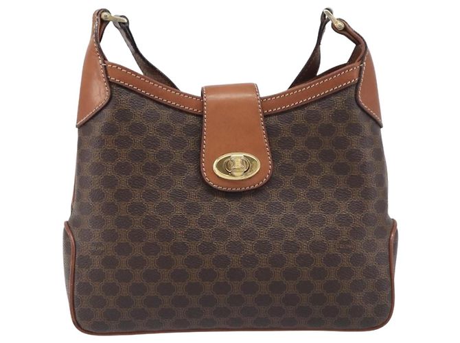 Céline Borsa a tracolla CELINE Macadam PVC Pelle Marrone Tono Oro Auth 200132 - Ansicht 13