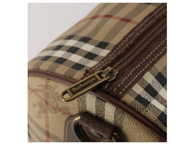 Borsa Boston Burberrys Nova Check PVC Leather Beige Gold Tone Auth ep15687 - vista 11