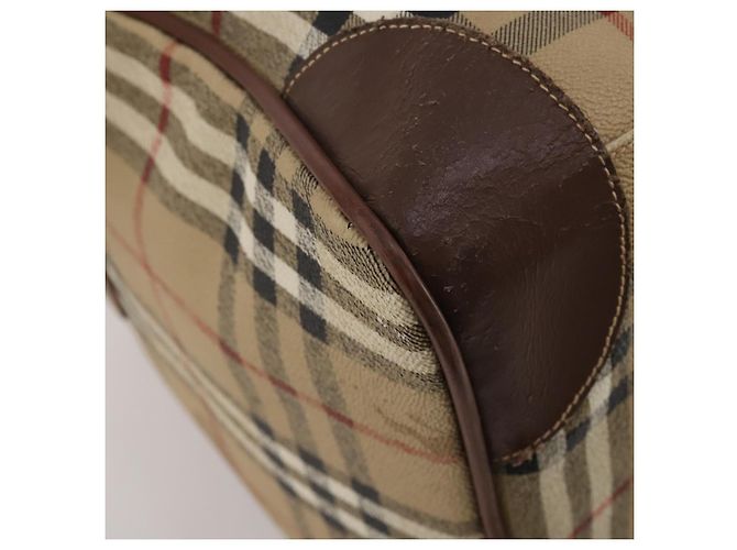 Borsa Boston Burberrys Nova Check PVC Leather Beige Gold Tone Auth ep15687 - vista 16