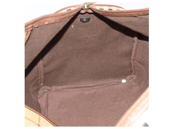 Borsa Boston Burberrys Nova Check PVC Leather Beige Gold Tone Auth ep15687 - vista 19