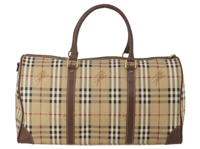 Borsa Boston Burberrys Nova Check PVC Leather Beige Gold Tone Auth ep15687 - vista 2
