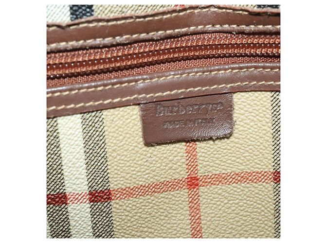 Borsa Boston Burberrys Nova Check PVC Leather Beige Gold Tone Auth ep15687 - vista 20