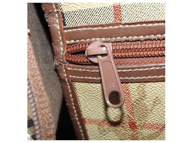 Borsa Boston Burberrys Nova Check PVC Leather Beige Gold Tone Auth ep15687 - vista 21
