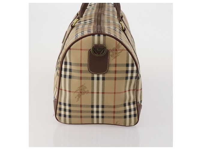 Borsa Boston Burberrys Nova Check PVC Leather Beige Gold Tone Auth ep15687 - vista 3
