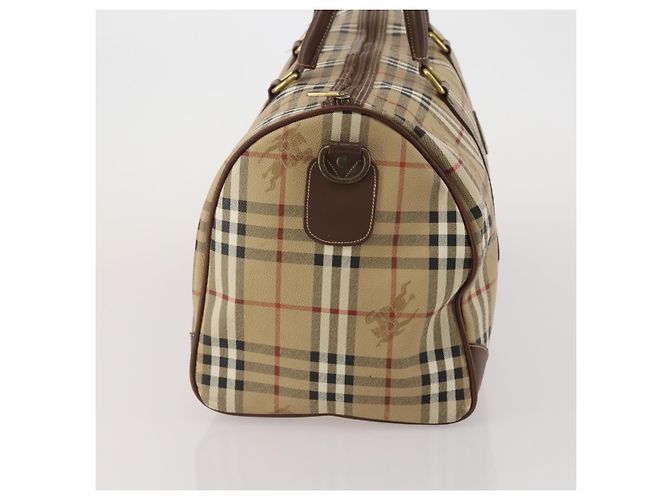 Borsa Boston Burberrys Nova Check PVC Leather Beige Gold Tone Auth ep15687 - vista 4