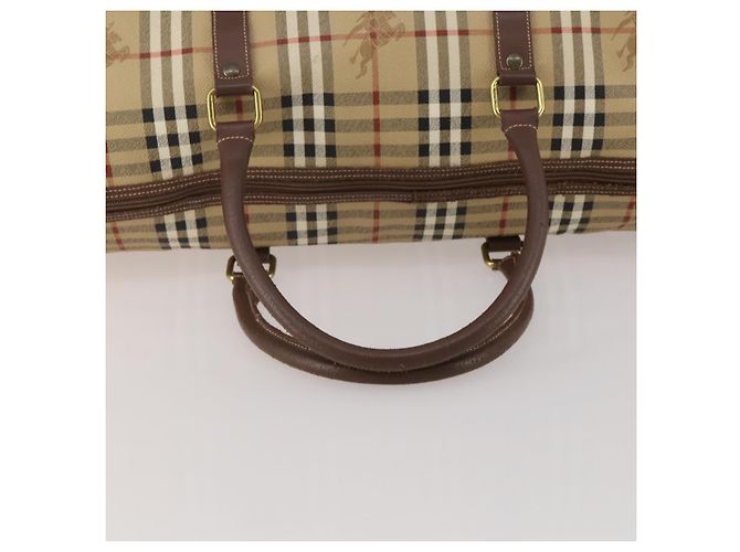 Borsa Boston Burberrys Nova Check PVC Leather Beige Gold Tone Auth ep15687 - vista 8