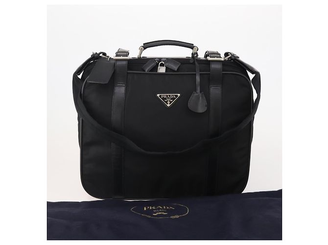 Borsa Boston PRADA Nylon 2way Nero Argento Auth 194414 - vista 12