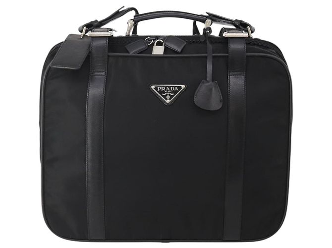 Borsa Boston PRADA Nylon 2way Nero Argento Auth 194414 - vista 13