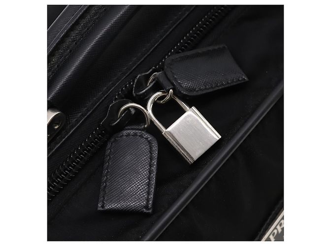 Borsa Boston PRADA Nylon 2way Nero Argento Auth 194414 - vista 23