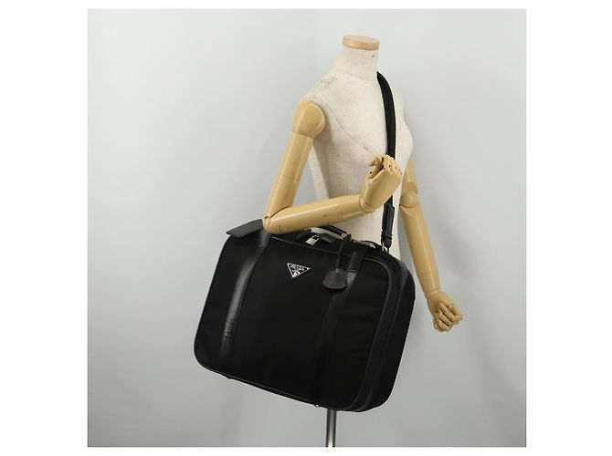 Borsa Boston PRADA Nylon 2way Nero Argento Auth 194414 - vista 31