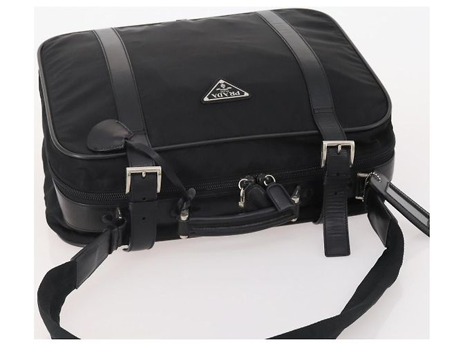 Borsa Boston PRADA Nylon 2way Nero Argento Auth 194414 - vista 6