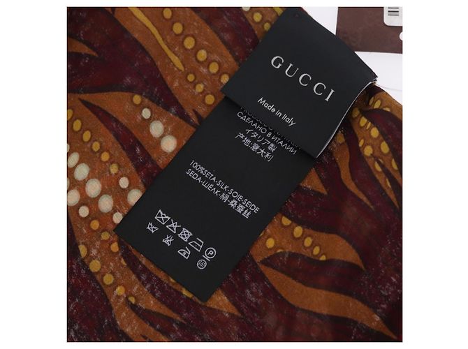 Stola con frange GUCCI in seta Bordeaux White 380697 Auth am12325V Bianco Bordò - vista 10