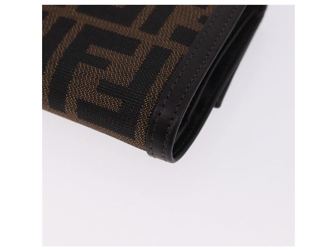 FENDI Zucca Canvas Compact Trifold Wallet Black Brown Auth am12383V - vista 17