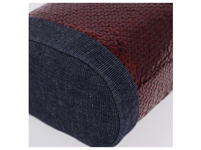 Borsa a mano CHANEL Canvas Paillettes Rosso CC Auth 197209SAV - vista 15