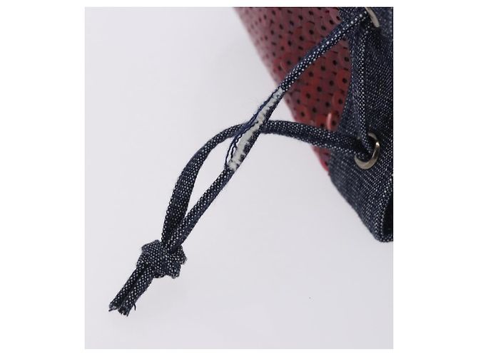 Borsa a mano CHANEL Canvas Paillettes Rosso CC Auth 197209SAV - vista 18