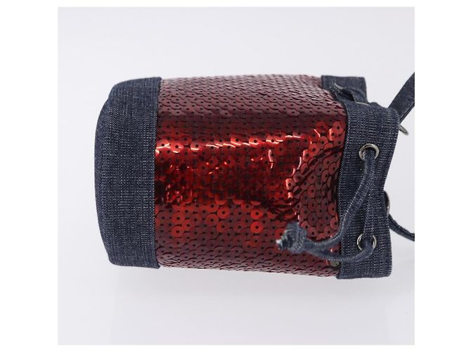 Borsa a mano CHANEL Canvas Paillettes Rosso CC Auth 197209SAV - vista 3