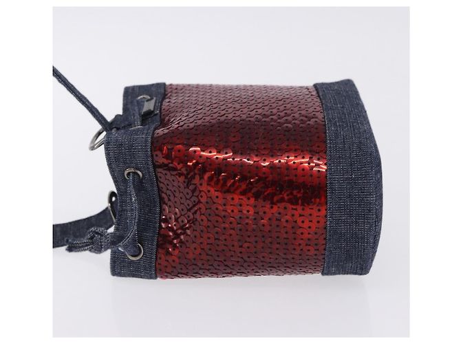 Borsa a mano CHANEL Canvas Paillettes Rosso CC Auth 197209SAV - vista 4