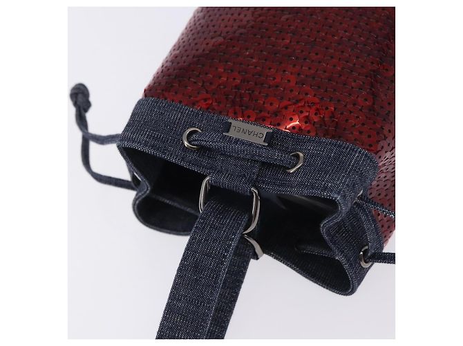 Borsa a mano CHANEL Canvas Paillettes Rosso CC Auth 197209SAV - vista 6
