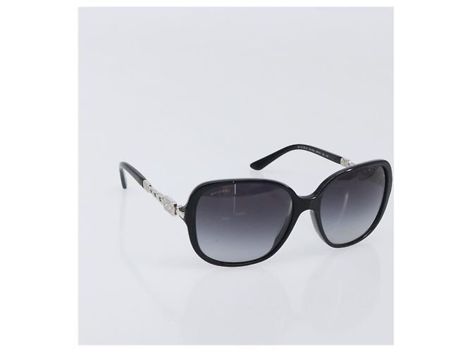 Bulgari Occhiali da sole BVLGARI Plastica Nero Argento Auth BA15183 - vista 13