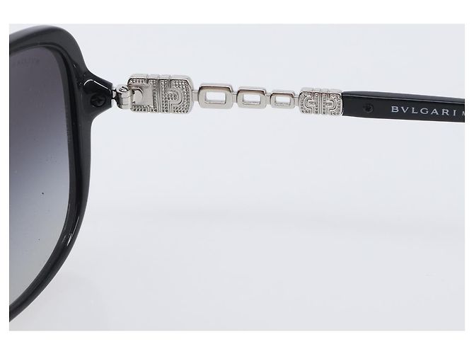 Bulgari Occhiali da sole BVLGARI Plastica Nero Argento Auth BA15183 - vista 15