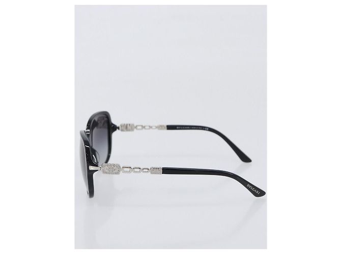 Bulgari Occhiali da sole BVLGARI Plastica Nero Argento Auth BA15183 - vista 3