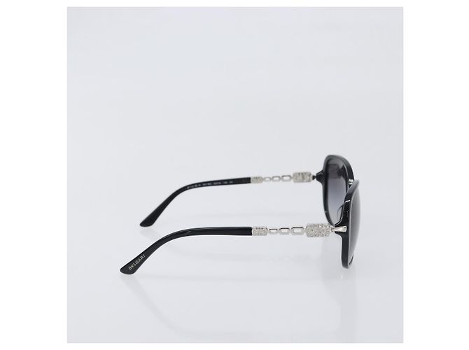 Bulgari Occhiali da sole BVLGARI Plastica Nero Argento Auth BA15183 - vista 4