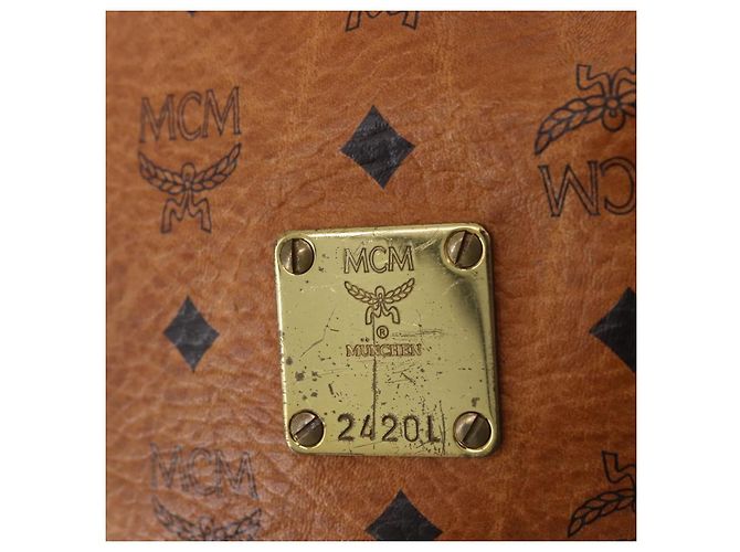 Borsa a tracolla MCM Vicetos Logogram PVC Leather Brown Gold Auth 200898 Marrone D'oro - vista 12