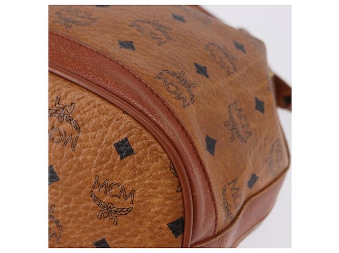Borsa a tracolla MCM Vicetos Logogram PVC Leather Brown Gold Auth 200898 Marrone D'oro - vista 17