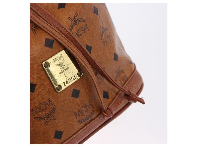 Borsa a tracolla MCM Vicetos Logogram PVC Leather Brown Gold Auth 200898 Marrone D'oro - vista 18