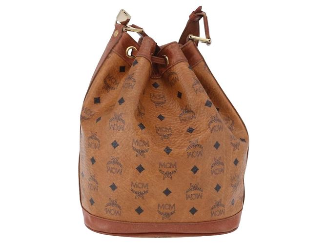 Borsa a tracolla MCM Vicetos Logogram PVC Leather Brown Gold Auth 200898 Marrone D'oro - vista 2