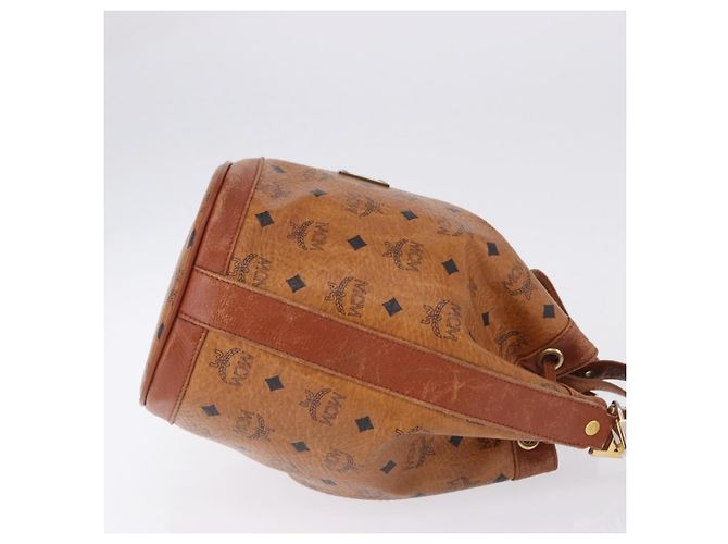 Borsa a tracolla MCM Vicetos Logogram PVC Leather Brown Gold Auth 200898 Marrone D'oro - vista 3