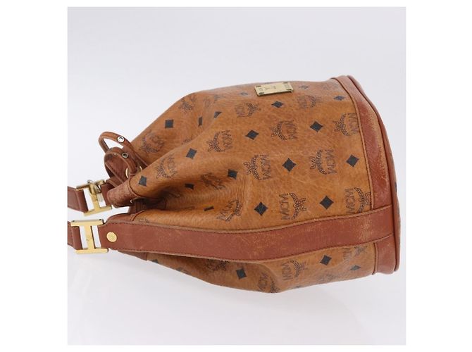 Borsa a tracolla MCM Vicetos Logogram PVC Leather Brown Gold Auth 200898 Marrone D'oro - vista 4
