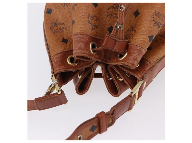 Borsa a tracolla MCM Vicetos Logogram PVC Leather Brown Gold Auth 200898 Marrone D'oro - vista 6