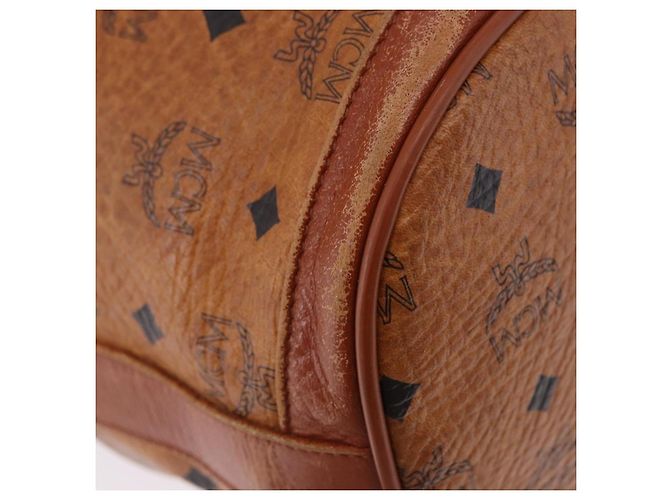 Borsa a tracolla MCM Vicetos Logogram PVC Leather Brown Gold Auth 200898 Marrone D'oro - vista 8