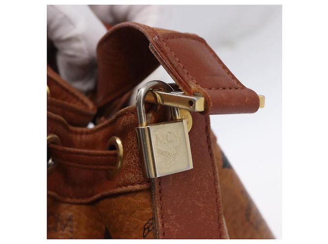 Borsa a tracolla MCM Vicetos Logogram PVC Leather Brown Gold Auth 200898 Marrone D'oro - vista 9