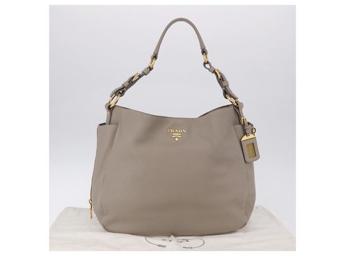Borsa a tracolla PRADA in pelle beige e oro Auth 196638V D'oro - vista 12
