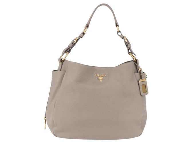 Borsa a tracolla PRADA in pelle beige e oro Auth 196638V D'oro - vista 13