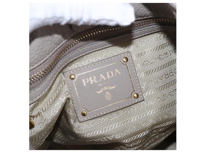 Borsa a tracolla PRADA in pelle beige e oro Auth 196638V D'oro - vista 22