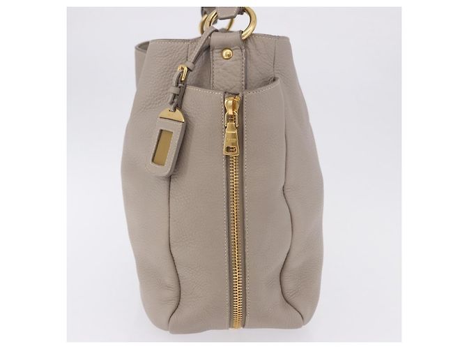 Borsa a tracolla PRADA in pelle beige e oro Auth 196638V D'oro - vista 3