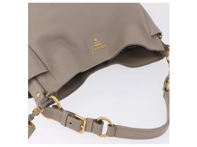 Borsa a tracolla PRADA in pelle beige e oro Auth 196638V D'oro - vista 6