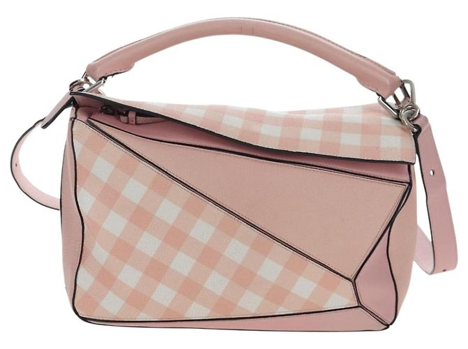 Borsa LOEWE Puzzle Bag Medium in pelle 2 vie Rosa Argento Auth 197442A - vista 13