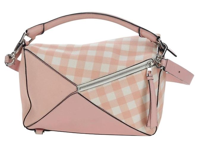 Borsa LOEWE Puzzle Bag Medium in pelle 2 vie Rosa Argento Auth 197442A - vista 2
