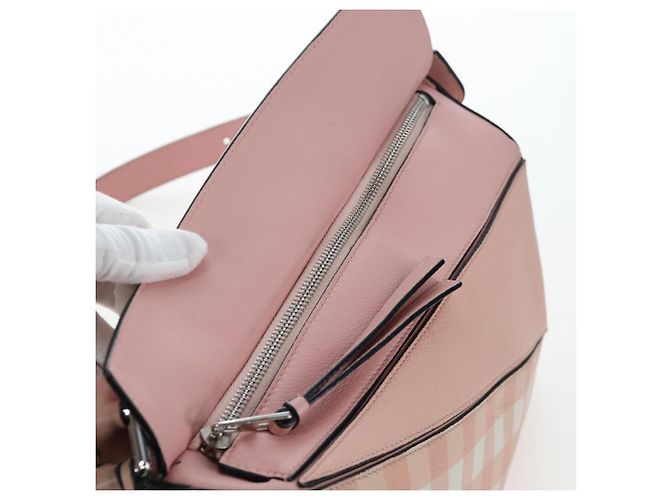 Borsa LOEWE Puzzle Bag Medium in pelle 2 vie Rosa Argento Auth 197442A - vista 24