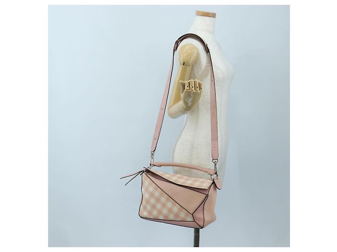 Borsa LOEWE Puzzle Bag Medium in pelle 2 vie Rosa Argento Auth 197442A - vista 32