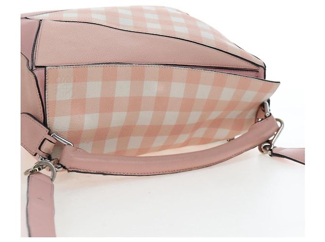 Borsa LOEWE Puzzle Bag Medium in pelle 2 vie Rosa Argento Auth 197442A - vista 6