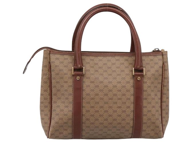 GUCCI Micro GG Supreme Handtasche PVC Beige Gold 000 101 0140 Auth 197669 Golden - Ansicht 2