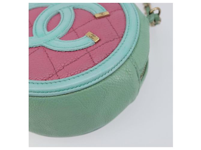 Borsa CHANEL Chain CC Filigree Matelasse Caviar Skin Pink Gold CC Auth 197471A Rosa D'oro - vista 15