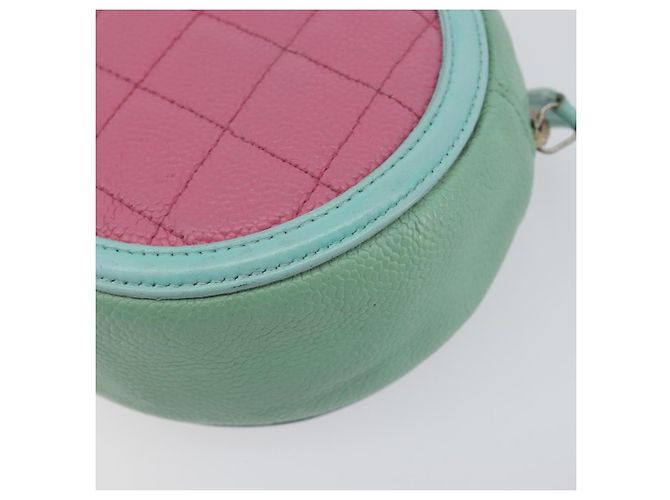 Borsa CHANEL Chain CC Filigree Matelasse Caviar Skin Pink Gold CC Auth 197471A Rosa D'oro - vista 17