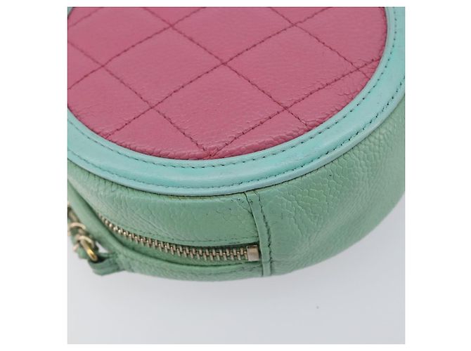 Borsa CHANEL Chain CC Filigree Matelasse Caviar Skin Pink Gold CC Auth 197471A Rosa D'oro - vista 18